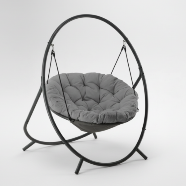 Висящ стол PATIO с тъмносива  възглавница и сива рамка - стилен акцент за всеки дом и градина 6