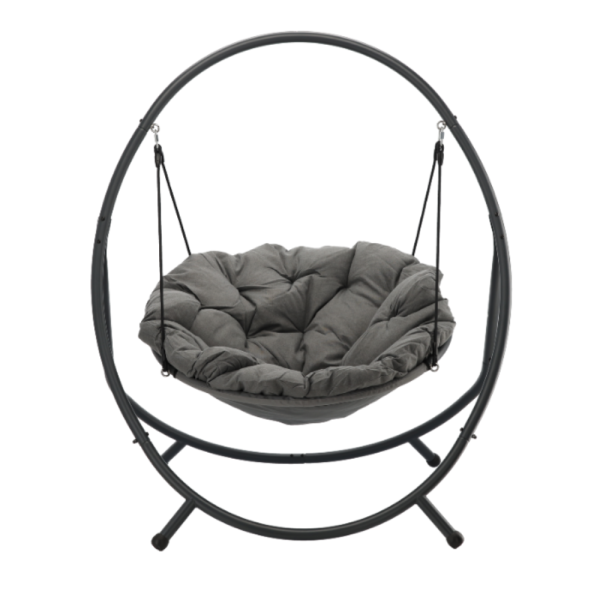 Висящ стол PATIO с тъмносива  възглавница и сива рамка - стилен акцент за всеки дом и градина 9