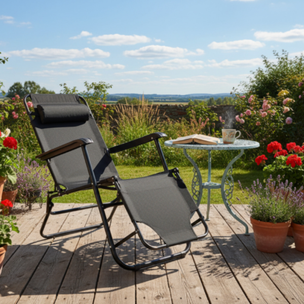 Сгъваем шезлонг с възглавница - стилен и функционален