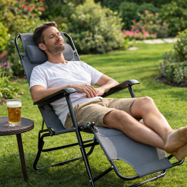 Сгъваем шезлонг с възглавница - стилен и функционален 2