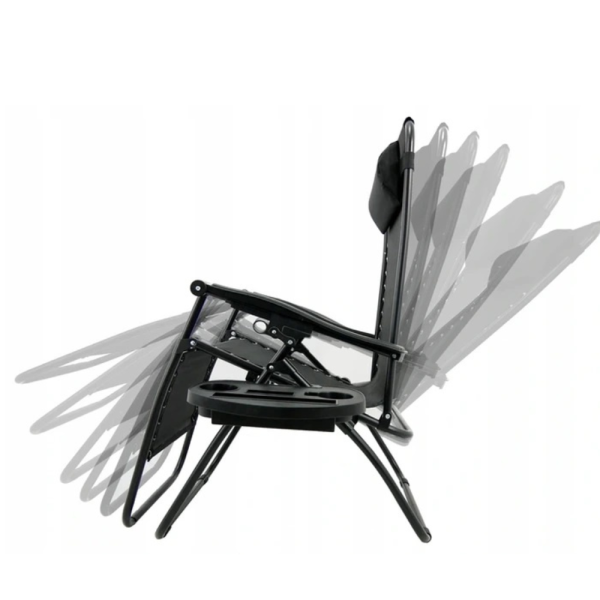 Сгъваем градински шезлонг с възглавница, поставка за напитки и джоб 13