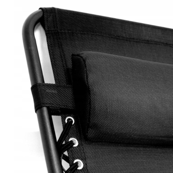 Сгъваем градински шезлонг с възглавница, поставка за напитки и джоб 9