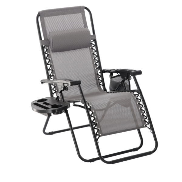 Сгъваем градински шезлонг със стойка, джоб и възглавница - мобилна зона за комфорт 7