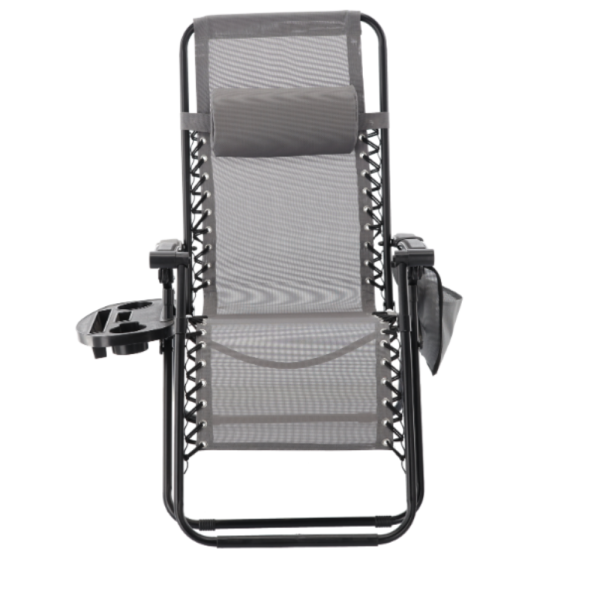 Сгъваем градински шезлонг със стойка, джоб и възглавница - мобилна зона за комфорт