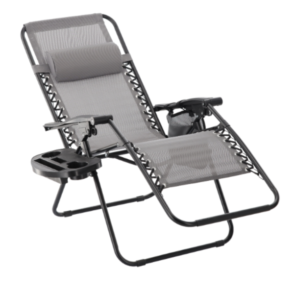 Сгъваем градински шезлонг със стойка, джоб и възглавница - мобилна зона за комфорт 10