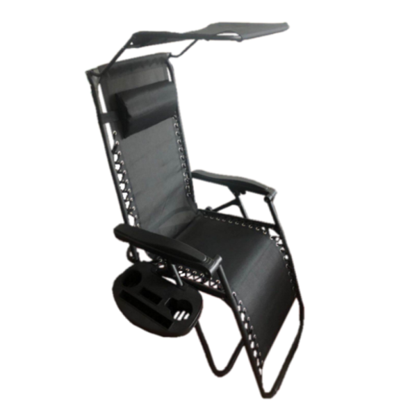 Сгъваем градински шезлонг с поставка, джоб, възглавница и сенник - комфорт, функционалност и слънцезащита 8