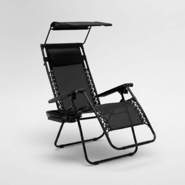 Сгъваем градински шезлонг с поставка, джоб, възглавница и сенник - комфорт, функционалност и слънцезащита 9