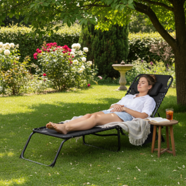 Сгъваем градински шезлонг - легло с джоб - пълен релакс и комфорт 6