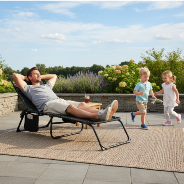 Сгъваем градински шезлонг - легло с джоб - пълен релакс и комфорт