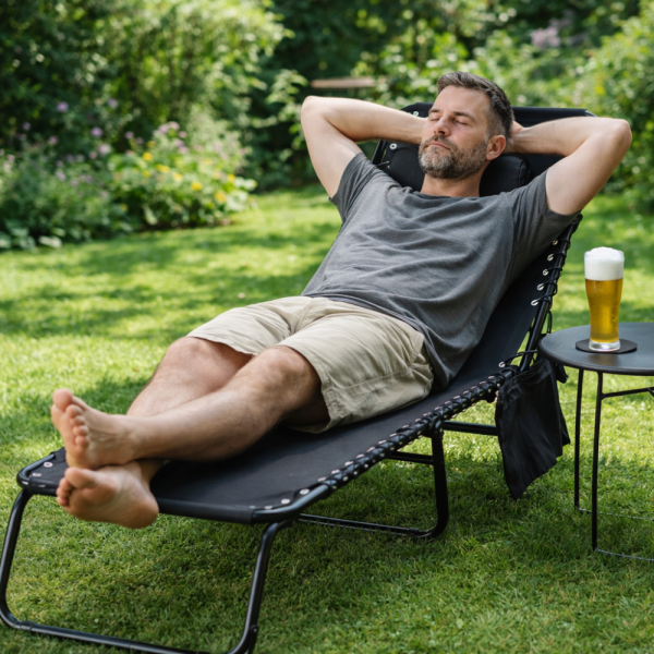 Сгъваем градински шезлонг - легло с джоб - пълен релакс и комфорт