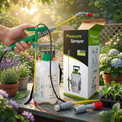 Ръчна градинска пръскачка под налягане 5L, 3 Bar – С регулируема дюза, предпазен клапан и презрамка (42 см)