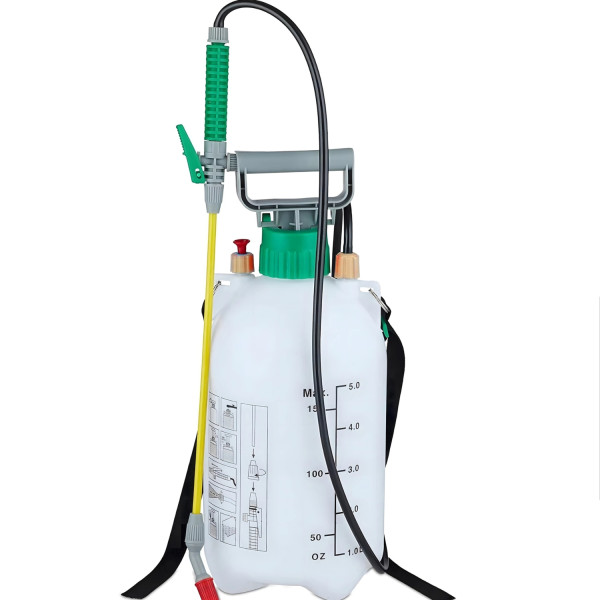 Ръчна градинска пръскачка под налягане 5L, 3 Bar – С регулируема дюза, предпазен клапан и презрамка (42 см) 9