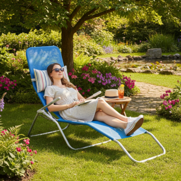 Градински шезлонг с поставка за крака - модерен и удобен за релакс 3