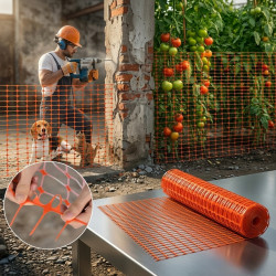 Мултифункционална оранжева предпазна мрежа 1x50м – за строителство, градина и животни, UV защита