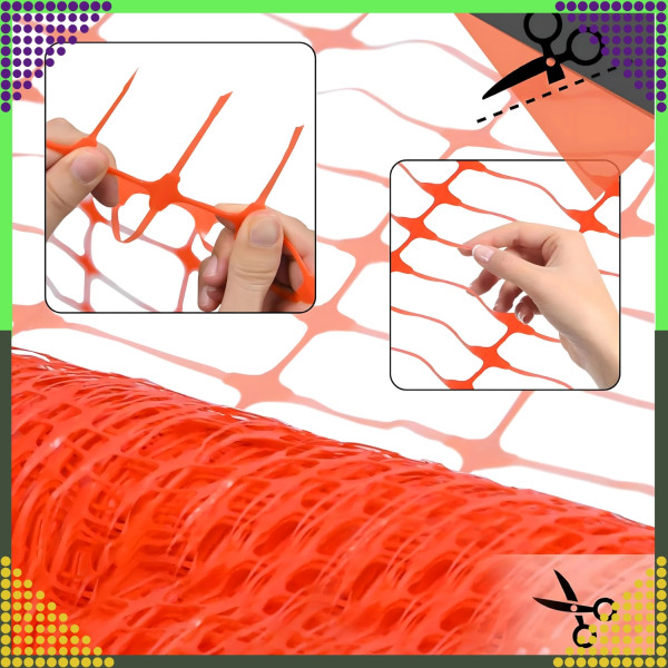 Мултифункционална оранжева предпазна мрежа 1x50м – за строителство, градина и животни, UV защита 6