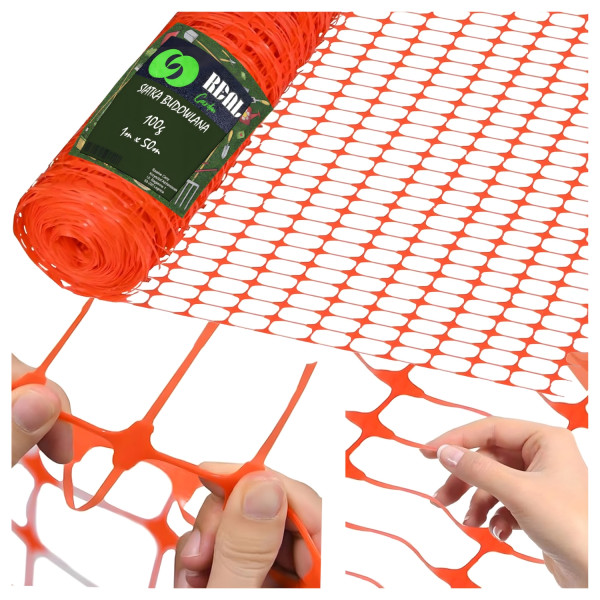 Мултифункционална оранжева предпазна мрежа 1x50м – за строителство, градина и животни, UV защита 8