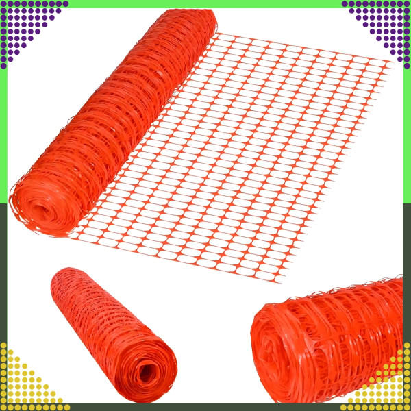 Мултифункционална оранжева предпазна мрежа 1x50м – за строителство, градина и животни, UV защита