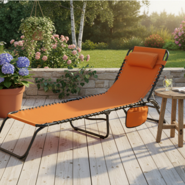 Сгъваем градински шезлонг - легло с джоб - пълен релакс и комфорт 13