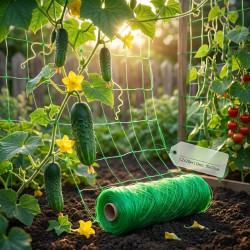 Мрежа за увивни растения и зеленчуци 1.2х20 м, Око 15х17 см – Идеална за краставици, боб, домати и цветя