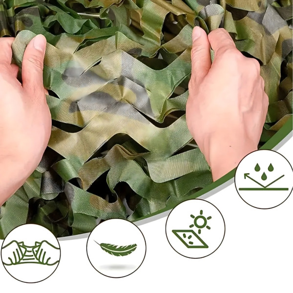 Военна камуфлажна мрежа 2x3 м, Oxford плат, за градина, лов и декорация, зелен камуфлаж 8