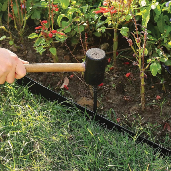 Комплект гъвкав градински бордюр 20м с 60 фиксиращи щифта, Височина 4см, Черен – За тревни площи, алеи и цветни лехи 7