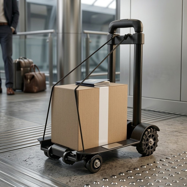 Сгъваема транспортна количка - С телескопична дръжка, товароносимост 40 кг, алуминий, 1.2 кг + 2 Бънджи въжета с куки