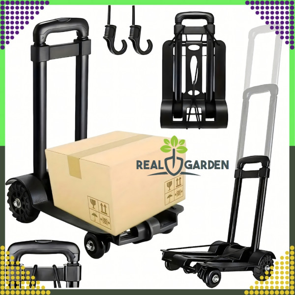 Сгъваема транспортна количка - С телескопична дръжка, товароносимост 40 кг, алуминий, 1.2 кг + 2 Бънджи въжета с куки 3