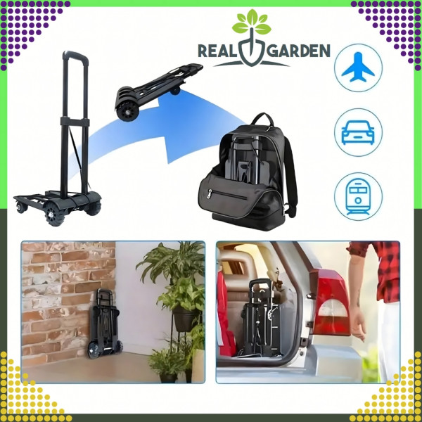 Сгъваема транспортна количка - С телескопична дръжка, товароносимост 40 кг, алуминий, 1.2 кг + 2 Бънджи въжета с куки