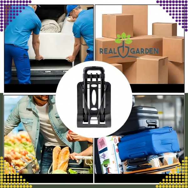 Сгъваема транспортна количка - С телескопична дръжка, товароносимост 40 кг, алуминий, 1.2 кг + 2 Бънджи въжета с куки 8