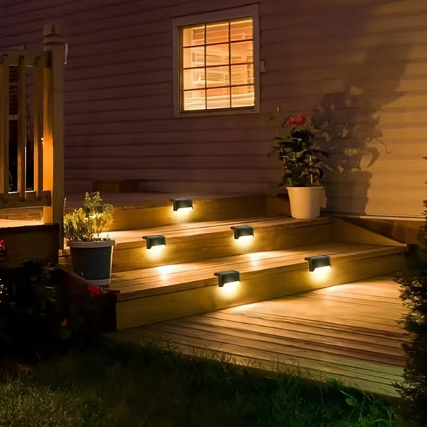 Комплект от 4 броя соларни LED лампи за стълби и огради – Водоустойчиви IP44, топла светлина 9
