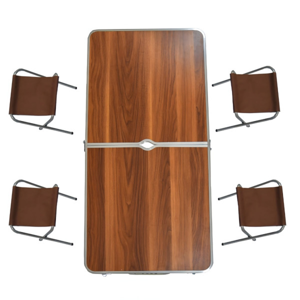 Комплект сгъваема къмпинг маса с 4 стола, Регулируема височина, Дизайн "куфар"