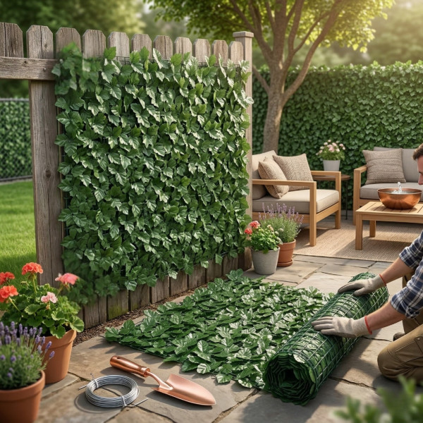 Изкуствен жив плет "Бръшлян" на ролка – Ограда за уединение и декорация, 0,5 х 5 м 1