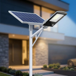 Мощна соларна улична лампа IP67 с дистанционно и стойка – 200W (247 LED) / 300W (299 LED)