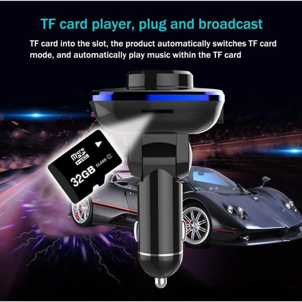Bluetooth трансмитер за автомобил с подвижен корпус, USB изход и TF ВС28 HF26