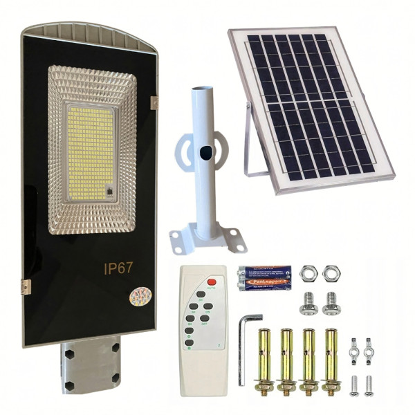 Мощна соларна улична лампа IP67 с дистанционно и стойка – 200W (247 LED) / 300W (299 LED) 14