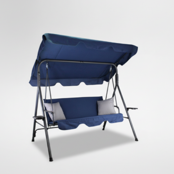 Градинска люлка A-Type със сиви възглавници и поставки за чаши - елегантност и комфорт