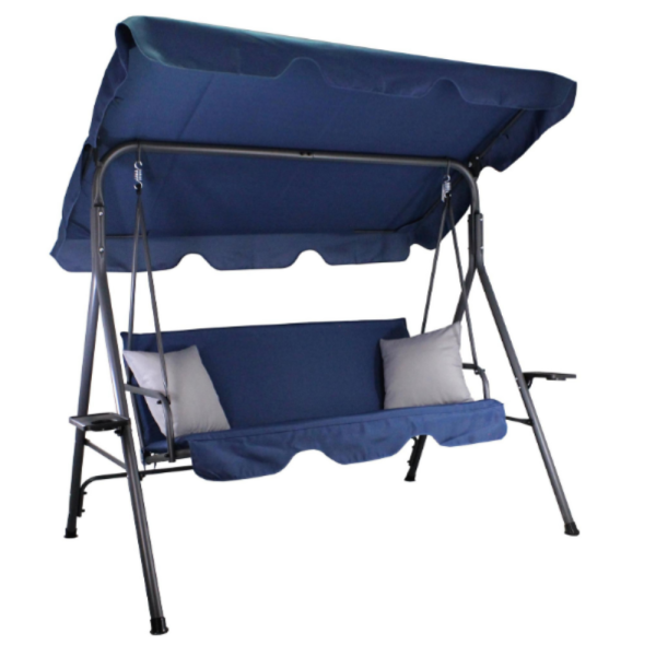 Градинска люлка A-Type със сиви възглавници и поставки за чаши - елегантност и комфорт