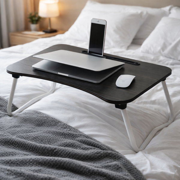 Мултифункционална сгъваема маса за лаптоп или хранене, с поставка за таблет и телефон