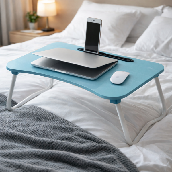 Мултифункционална сгъваема маса за лаптоп или хранене, с поставка за таблет и телефон