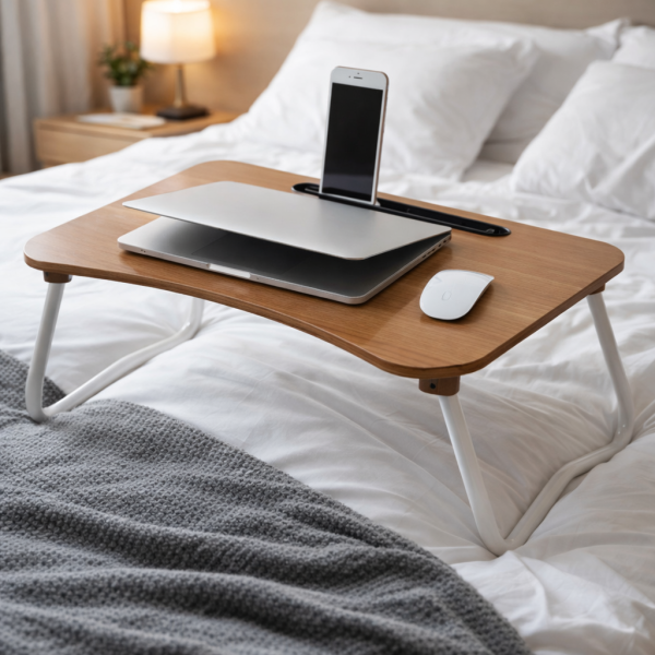 Мултифункционална сгъваема маса за лаптоп или хранене, с поставка за таблет и телефон