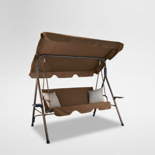 Градинска люлка A-Type с бежови възглавници и поставки за напитки - елегантност и комфорт 9