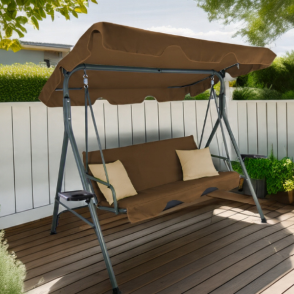 Градинска люлка A-Type с бежови възглавници и поставки за напитки - елегантност и комфорт 5