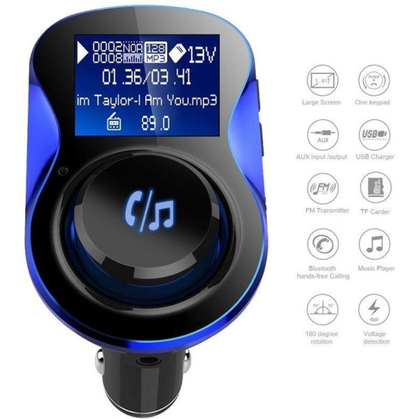 Bluetooth трансмитер за автомобил с подвижен корпус, USB изход и TF ВС28 HF26