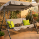 Градинска люлка A-Type със зелени възглавници и поставки за напитки - елегантност и комфорт 4