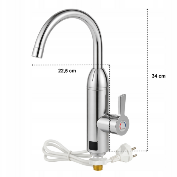Електрически хромиран смесител с моментално загряване на водата и LCD екран - винаги топла вода