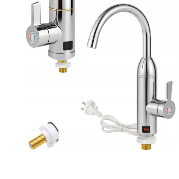 Електрически хромиран смесител с моментално загряване на водата и LCD екран - винаги топла вода 13