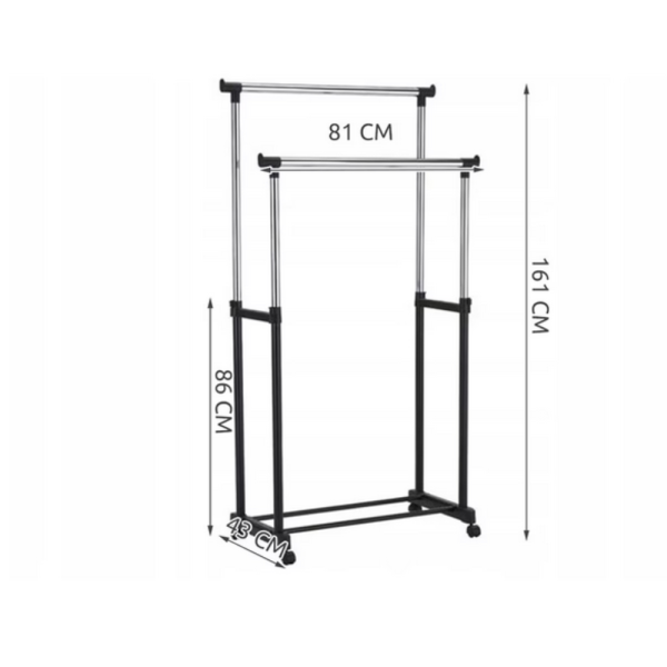 Двойна стойка за дрехи на колела - лесно преместване и повече място за дрехи 6