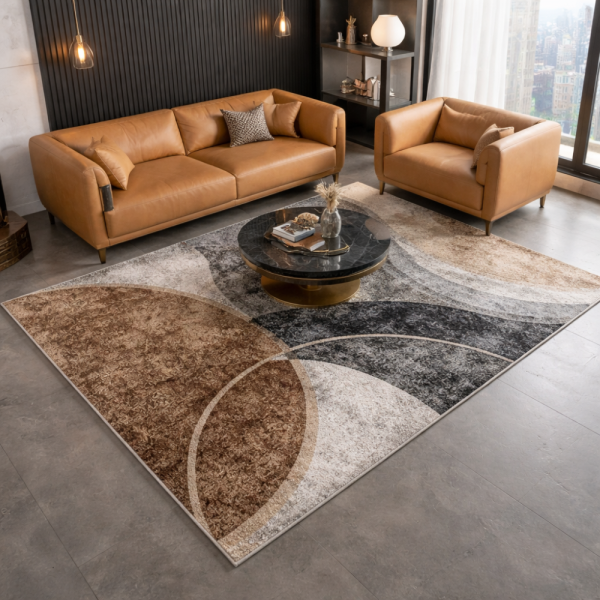 Модерен килим за хол 120х160см - Абстрактен дизайн и 3D ефект, Противоплъзгащ 3