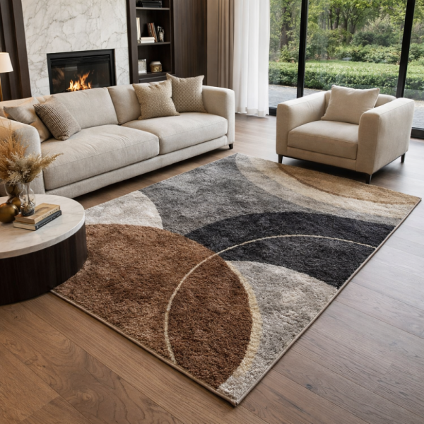 Модерен килим за хол 120х160см - Абстрактен дизайн и 3D ефект, Противоплъзгащ 4