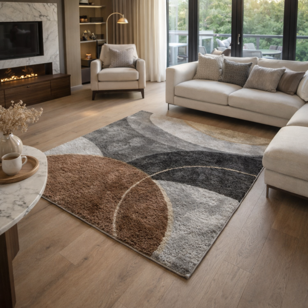 Модерен килим за хол 120х160см - Абстрактен дизайн и 3D ефект, Противоплъзгащ 6